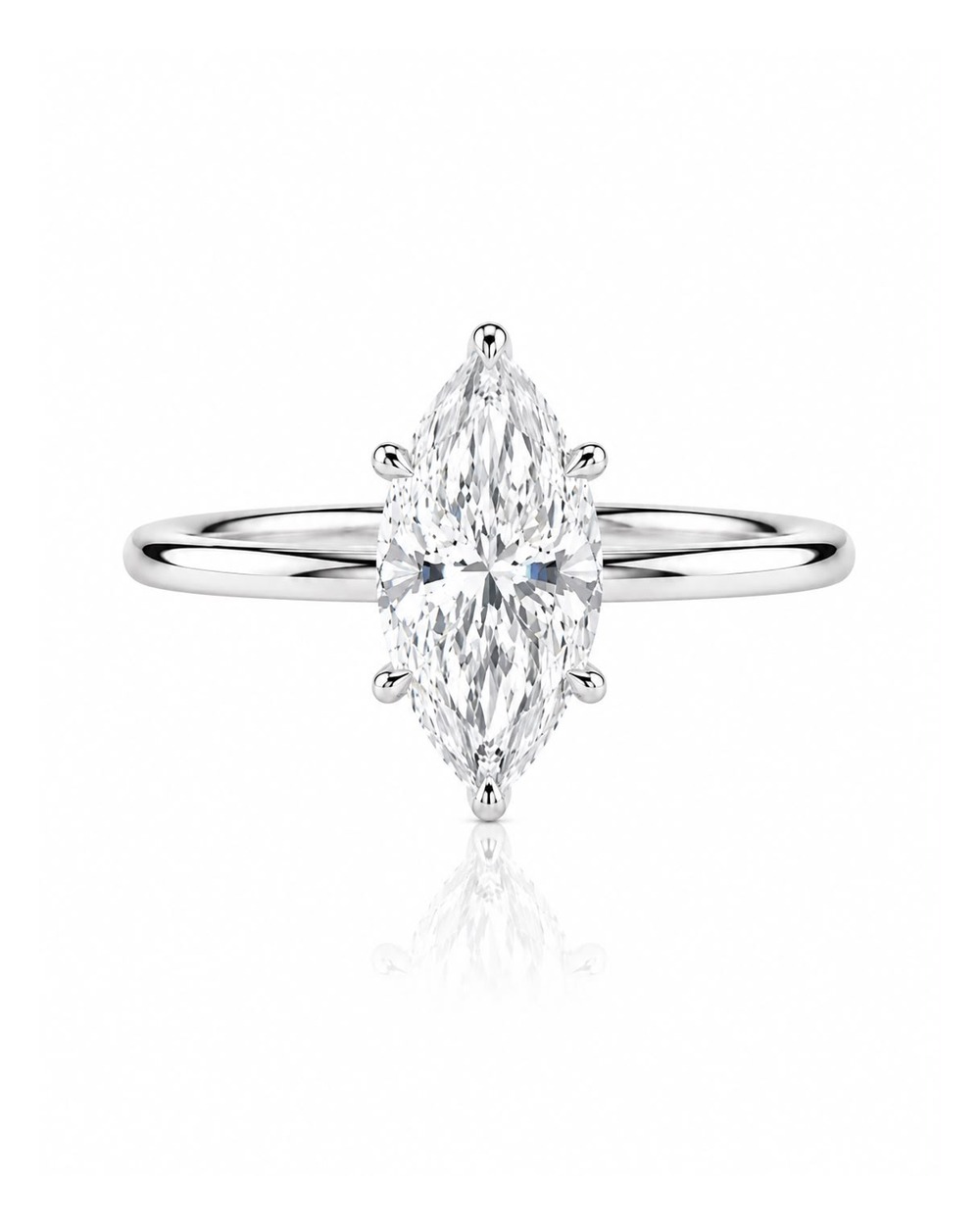 Anel Solitário Marquise Moissanite coleção Lumière — vista frontal
