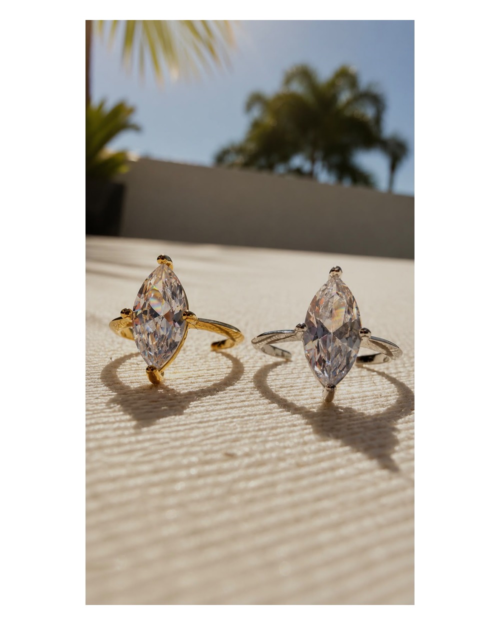 Anel Ajustável Marquise Zircônia coleção Lumière — modelo usando
