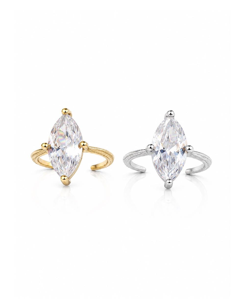 Anel Ajustável Marquise Zircônia coleção Lumière — vista frontal