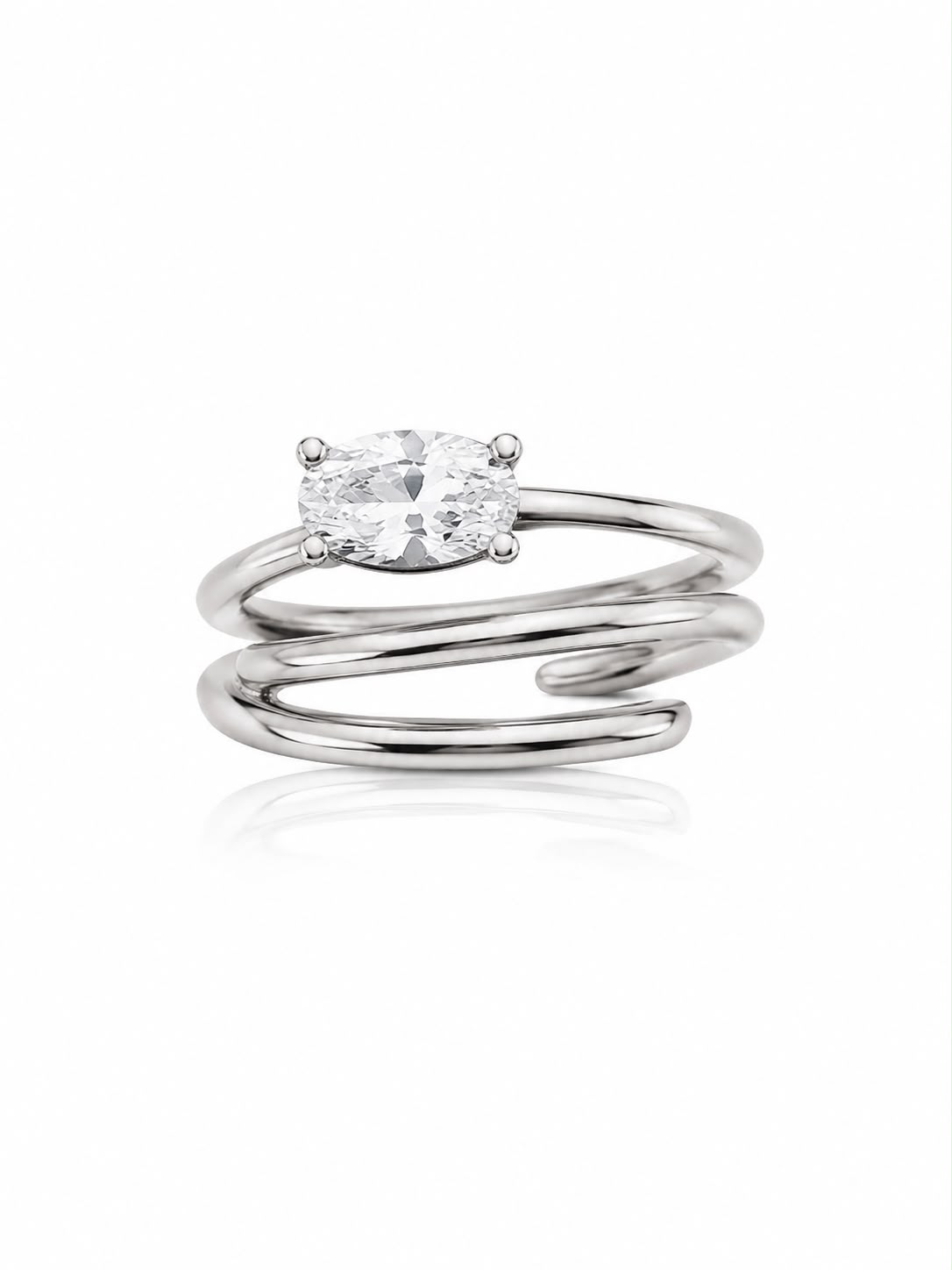 Anel Ajustável Triple Oval Diamond coleção Lumière — vista frontal