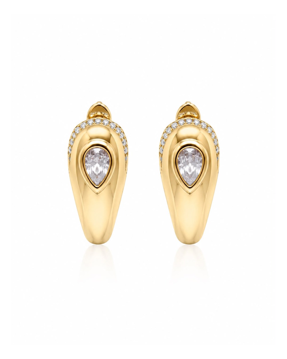 Argola Gold Pear Slim coleção Lumière — vista frontal