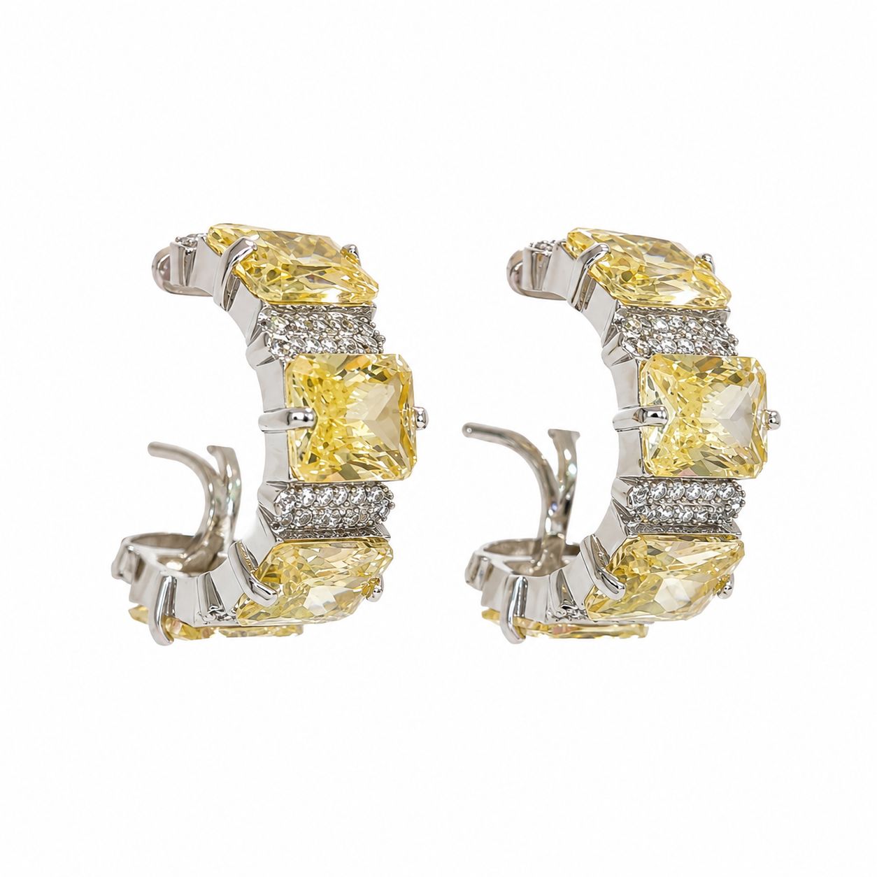 Argola Yellow Stone coleção Lumière — par em fundo branco