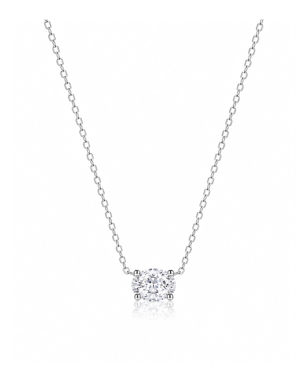 Colar Oval Moissanite 1CT coleção Lumière — vista frontal
