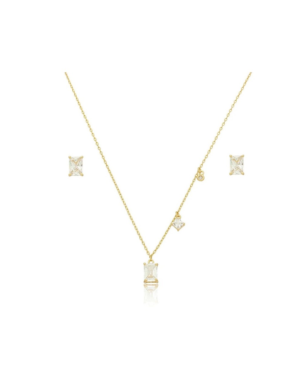 Conjunto Pingente Cristal Ouro coleção Lumière — vista frontal