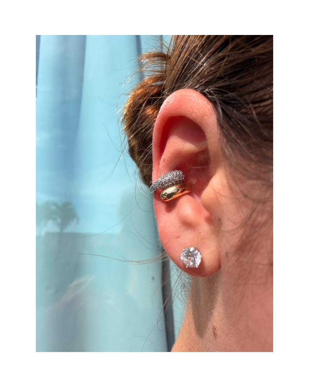 Piercing Ajustável Mesclado Zircônia Gold coleção Lumière — modelo usando