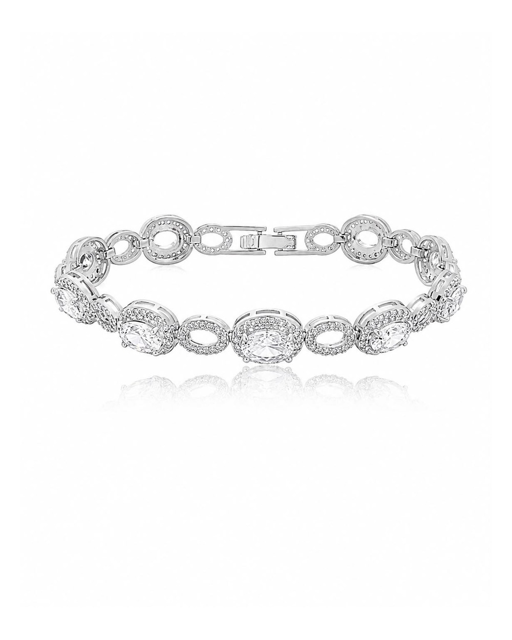 Pulseira Oval Halo Cravejada coleção Lumière — vista frontal