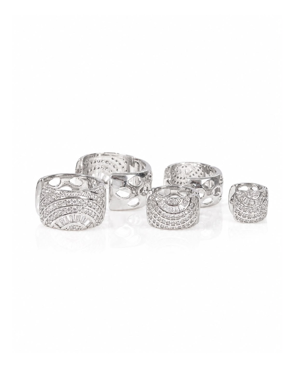 Trio de Argolas Baguete Diamond coleção Lumière — vista frontal